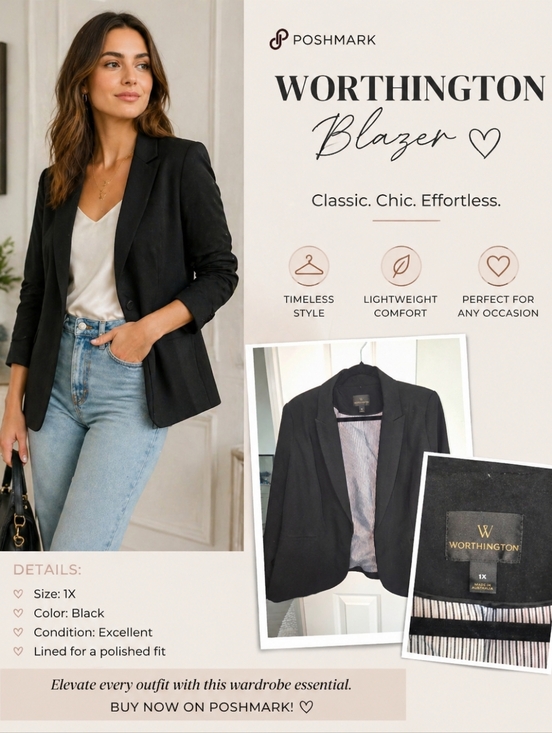 Worthington Jackets & Blazers - Worthington Black Women's Blazer.  Pre Owned, Great Quality Blazer.